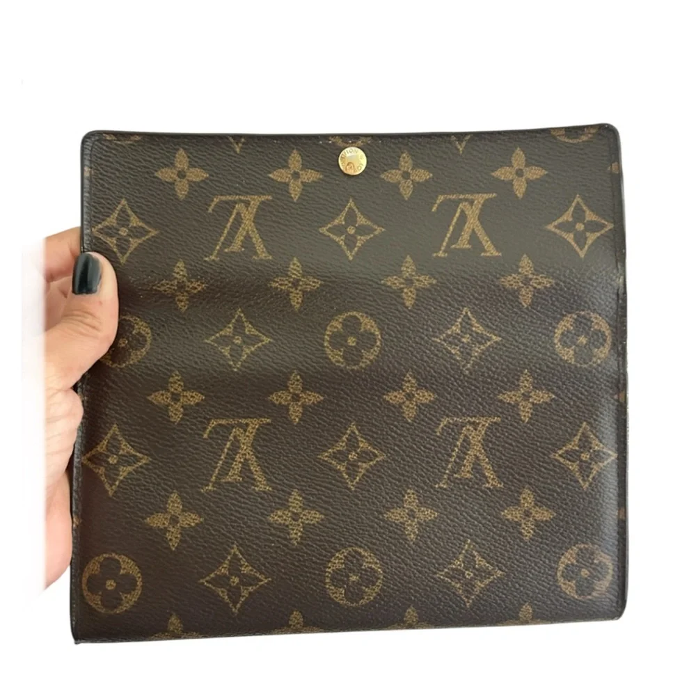 LOUIS VUITTON Coated Canvas Monogram Sarah Women’s Long Wallet Brown Authentic